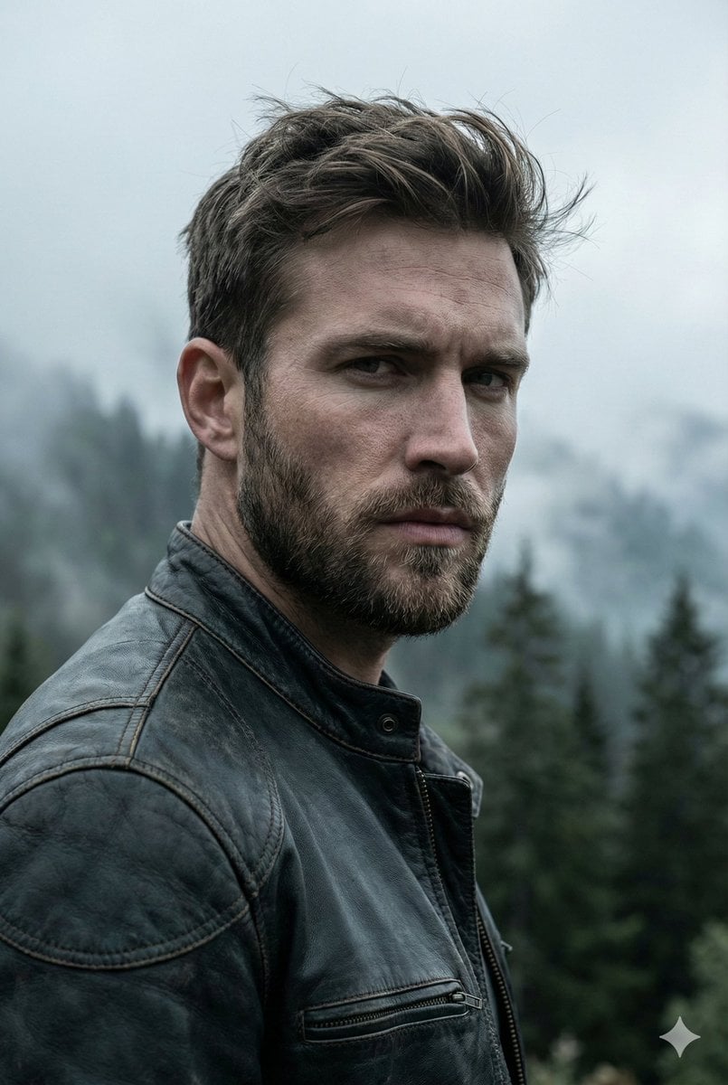 Windswept Man Mountain Landscape Portrait (2)
