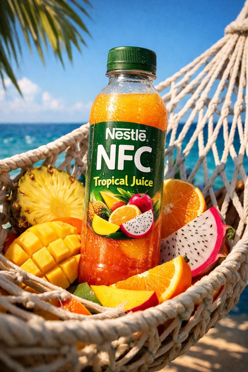 Pineapple Juice Bottle on Tropical Beach (3)