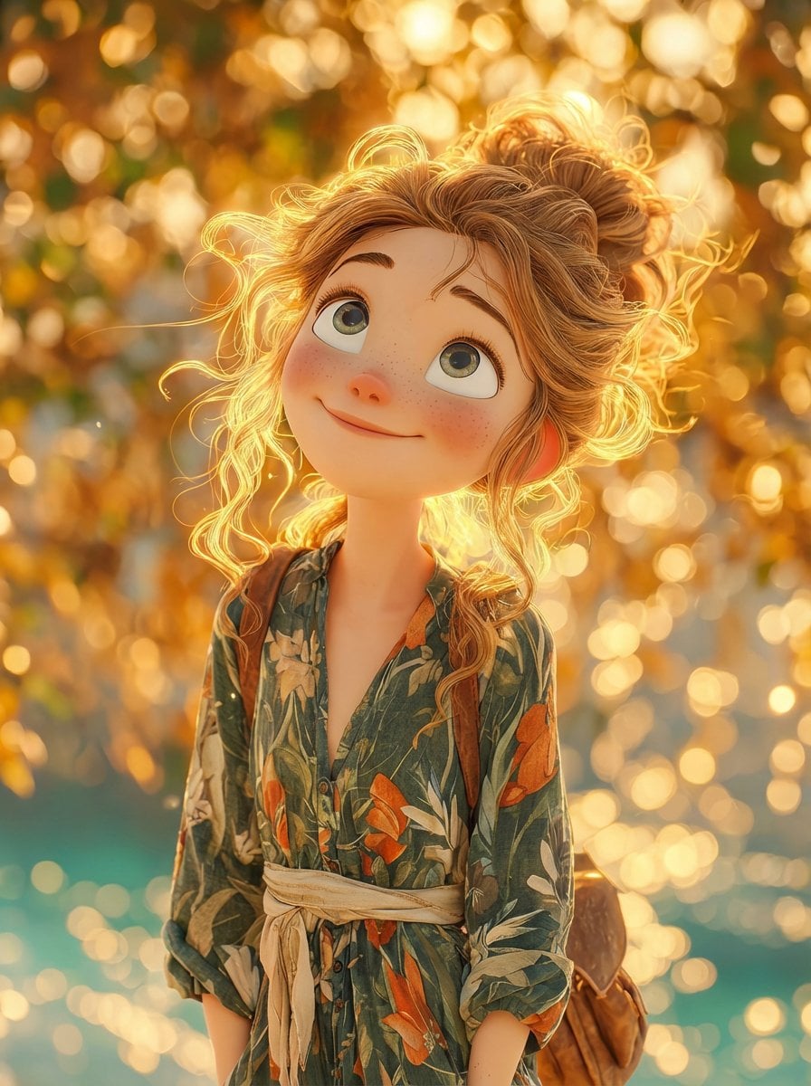 Dreamy 3D Animated Freckled Girl (2)