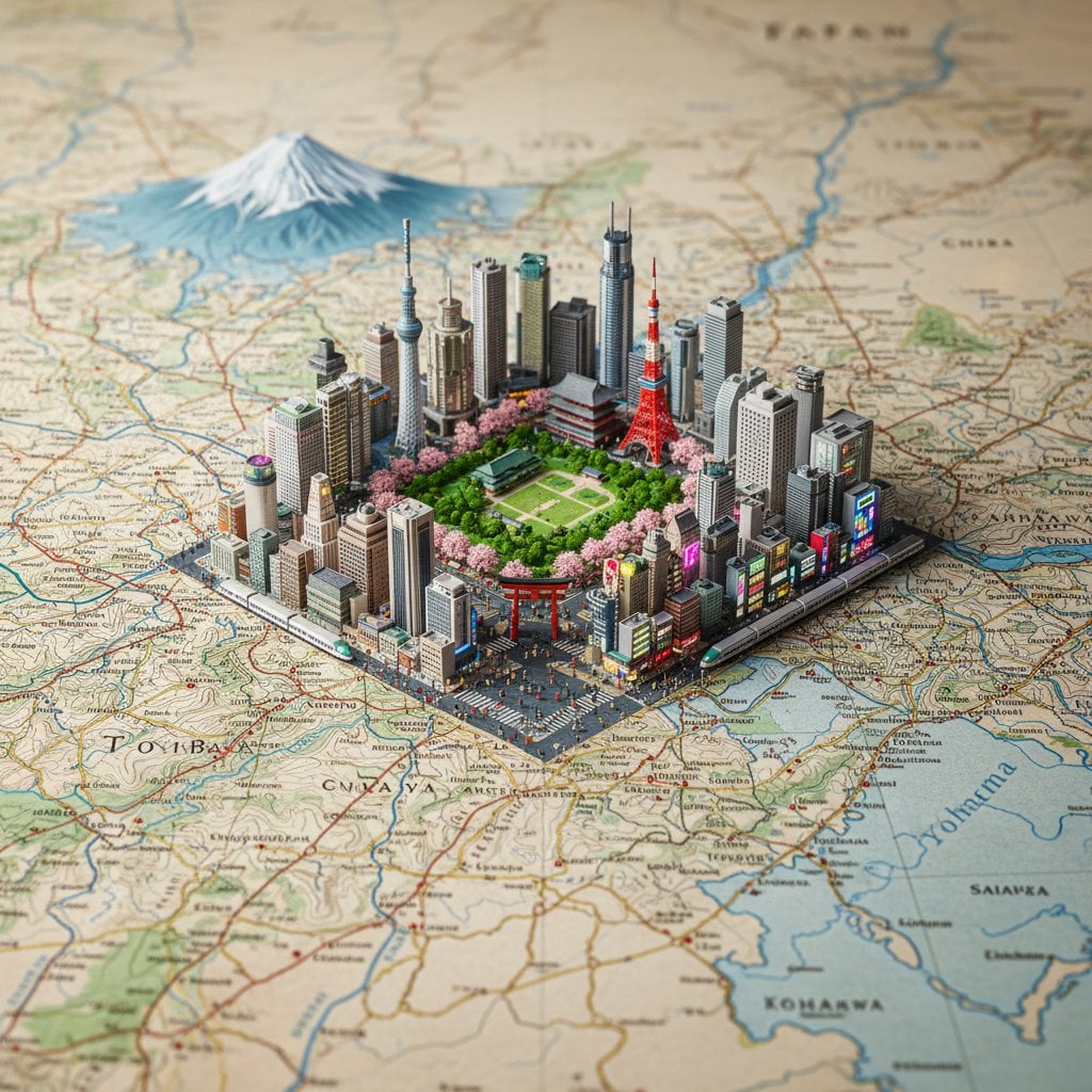 Country Landmarks Rising from Map (2)