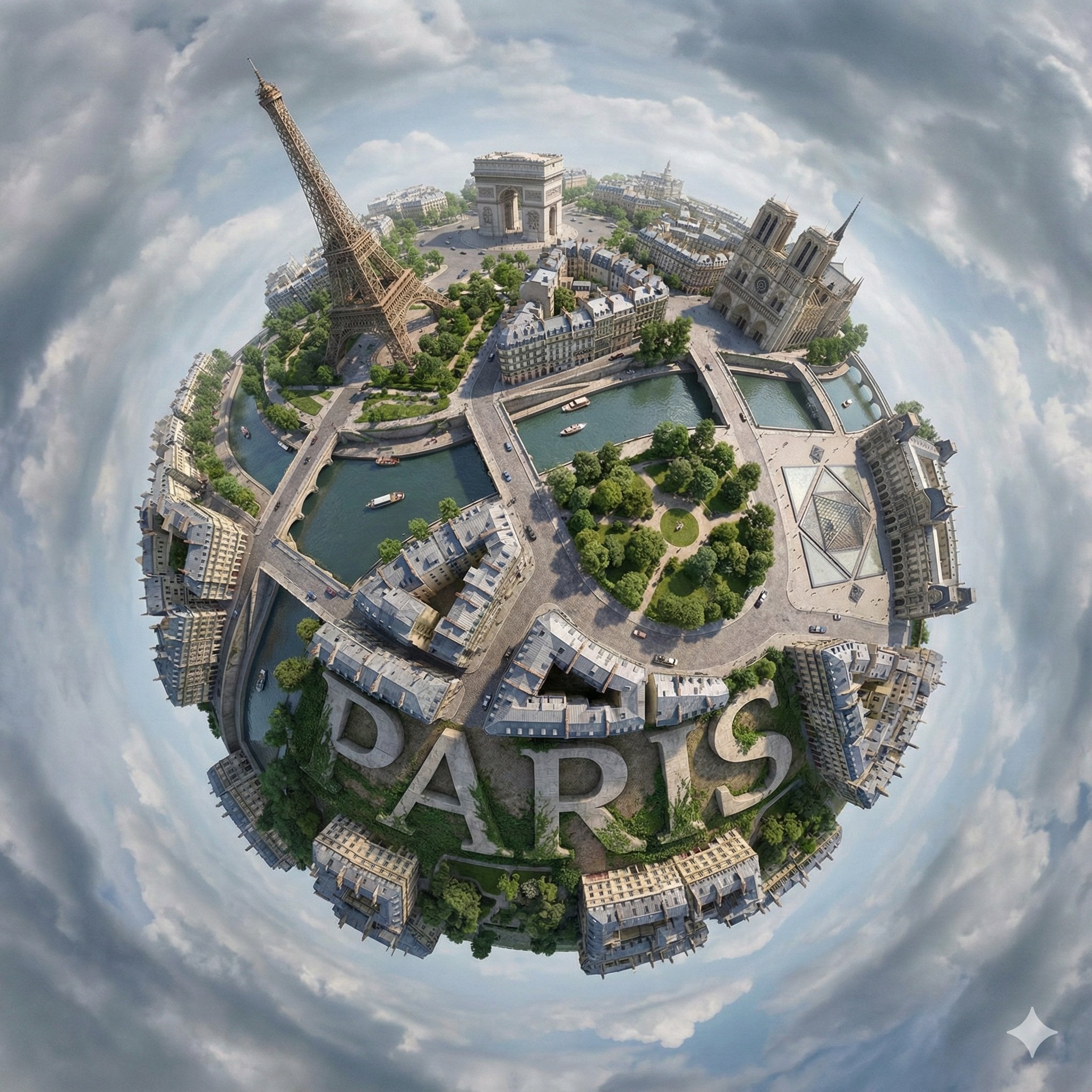 Spherical City Panorama with Landmarks (2)