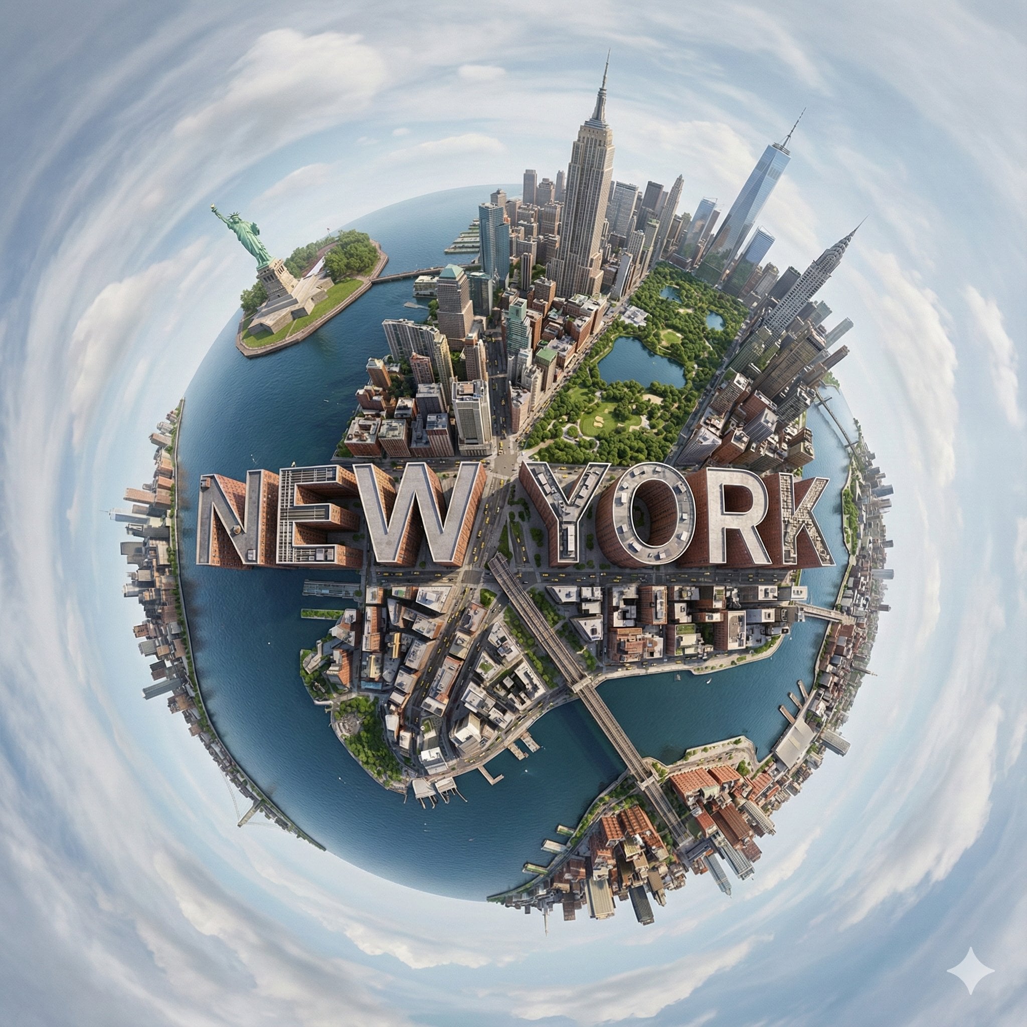Spherical City Panorama with Landmarks (3)
