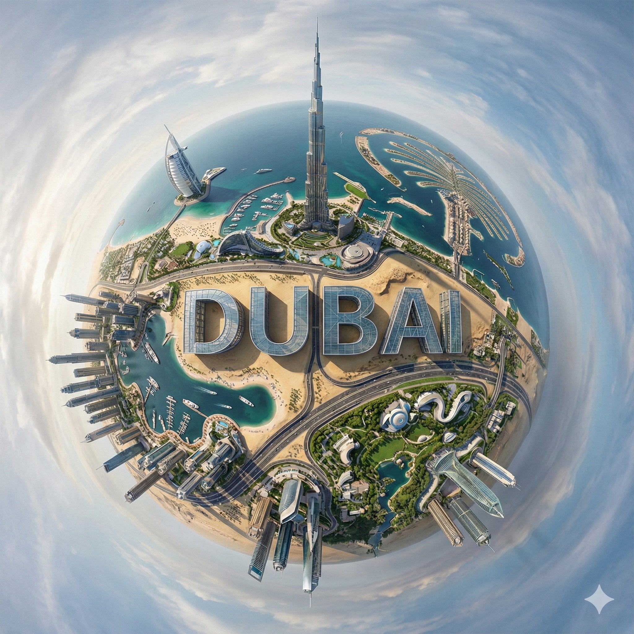 Spherical City Panorama with Landmarks (4)