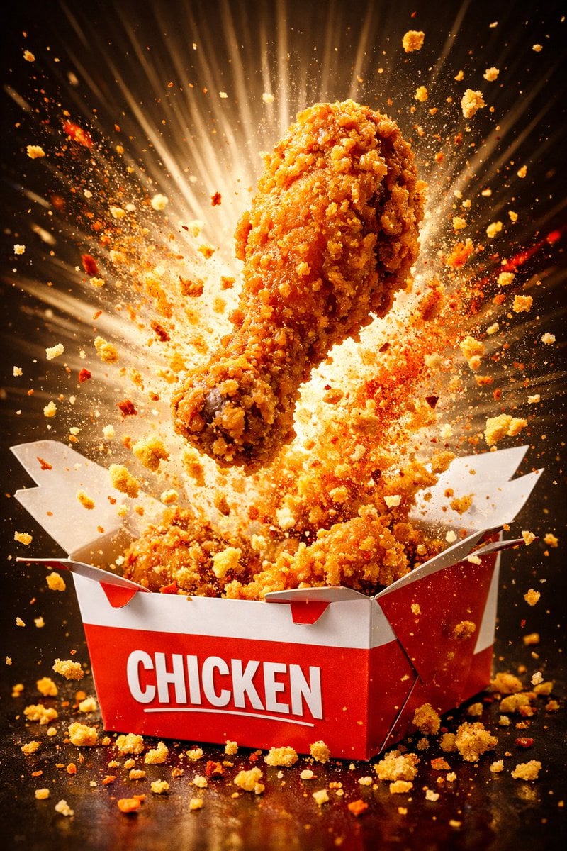 Fried Chicken Drumstick Liquid Impact Ad (3)