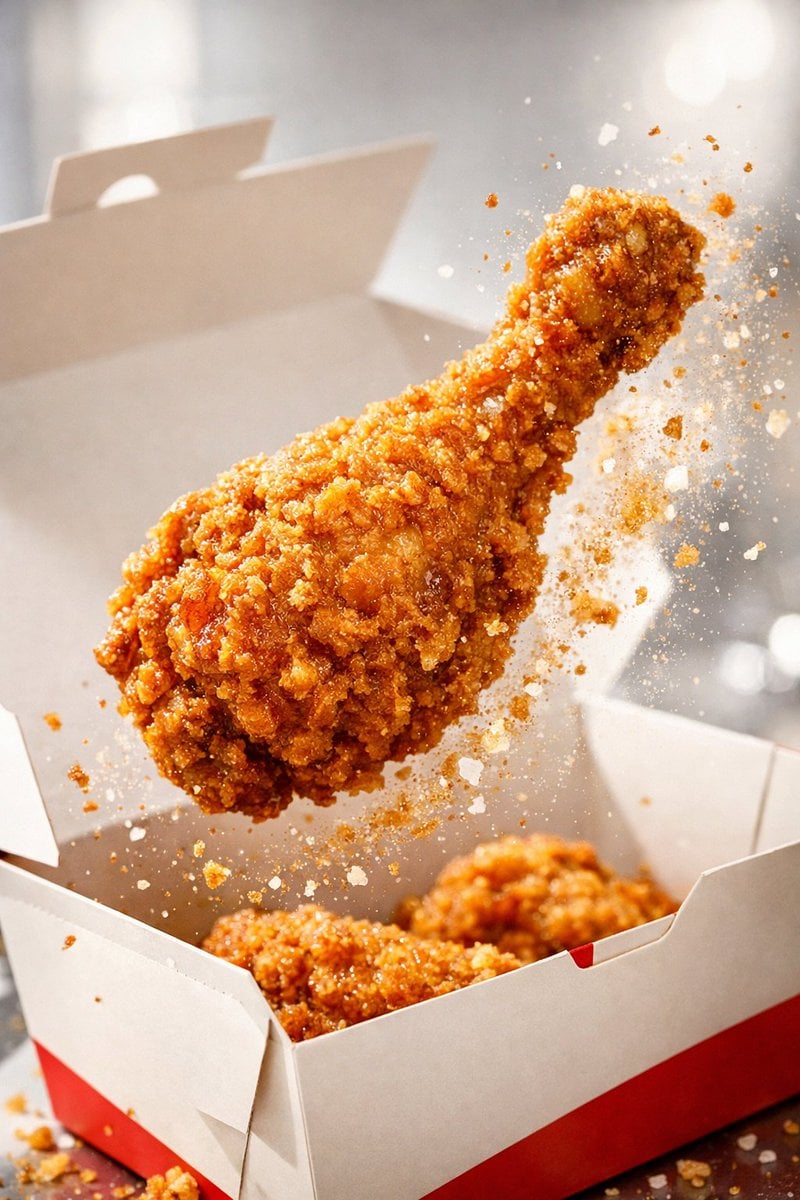 Fried Chicken Drumstick Liquid Impact Ad (4)
