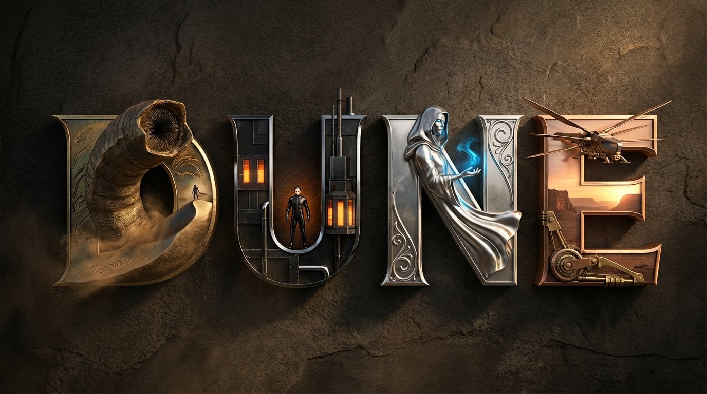 3D Metallic Movie Title Typography (2)