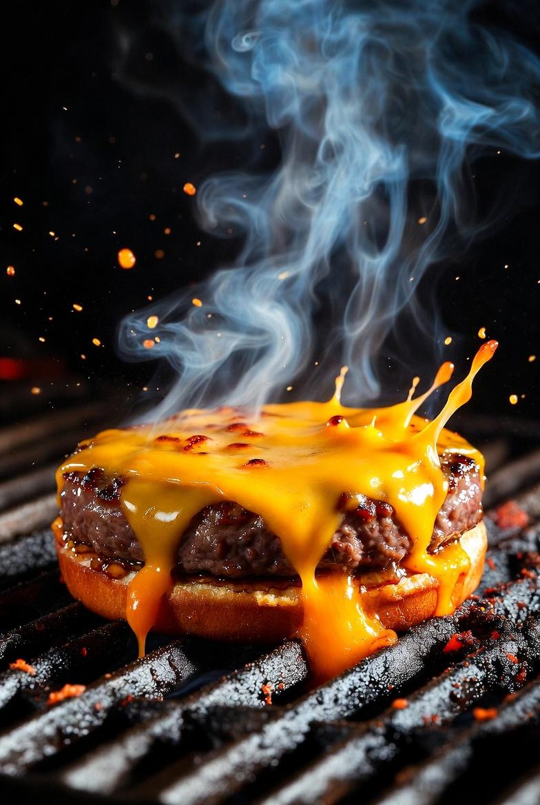 Sizzling Gourmet Cheeseburger Close-Up (3)