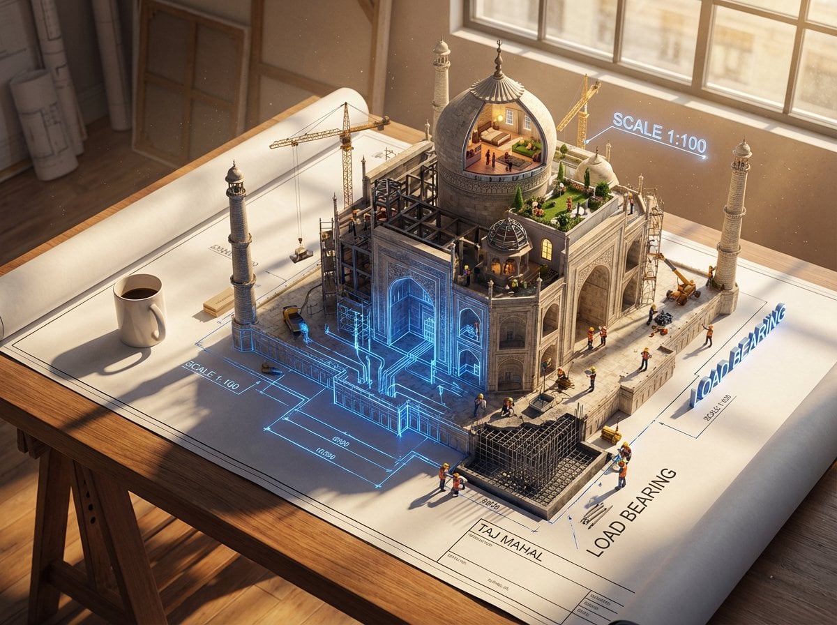 Blueprint Building Rising Off Table (2)
