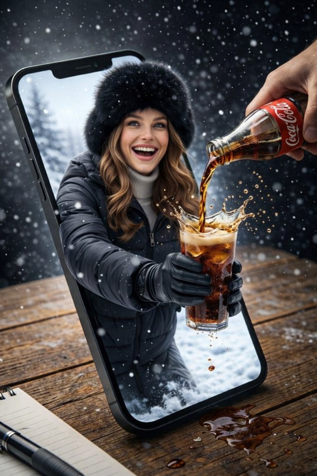 Soda Pouring Out of Broken Phone Screen (2)