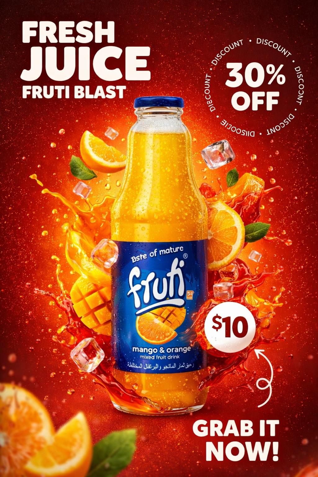 Juice Bottle Splash Poster from Photo (3)