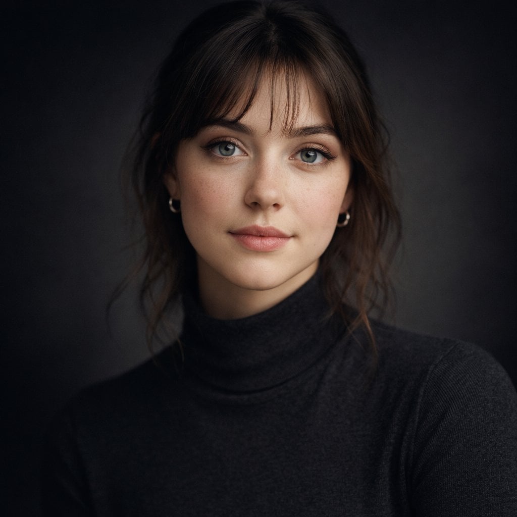 Pale Freckled Woman Symmetrical Portrait (2)