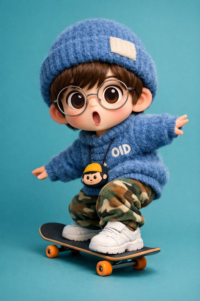 3D Chibi Boy Skateboarding Character (2)