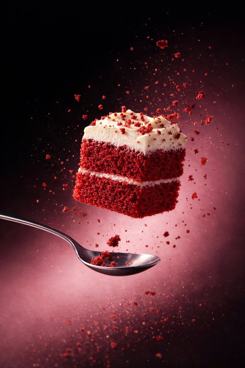 Floating Red Velvet Cake Cube Photo (3)