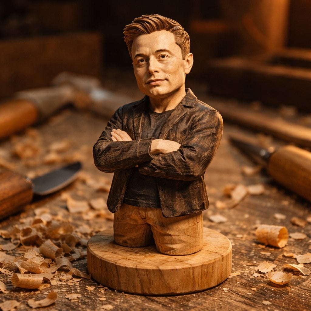 Hand-Carved Wooden Figure Miniature (2)