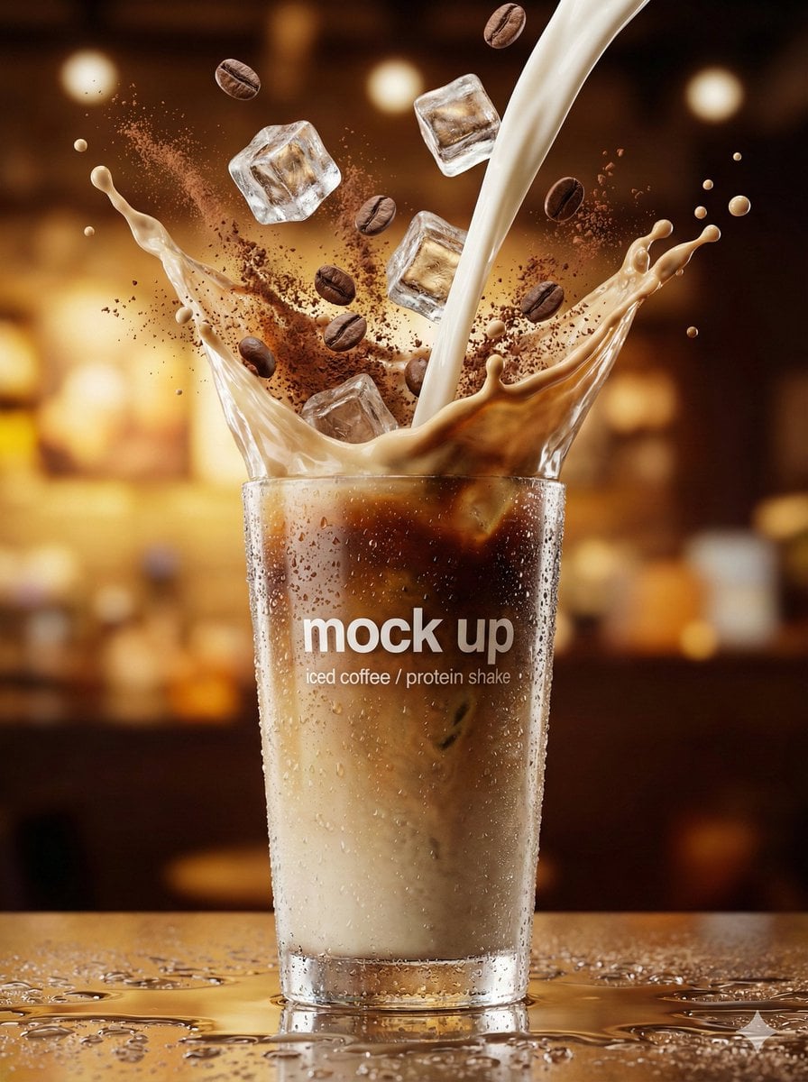 Iced Latte Glass Splash Beverage Photo (2)