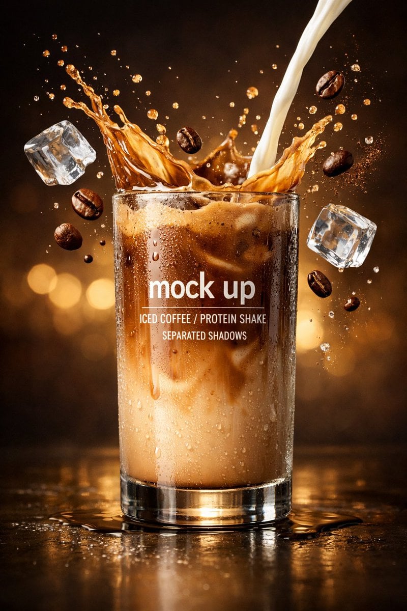 Iced Latte Glass Splash Beverage Photo (3)