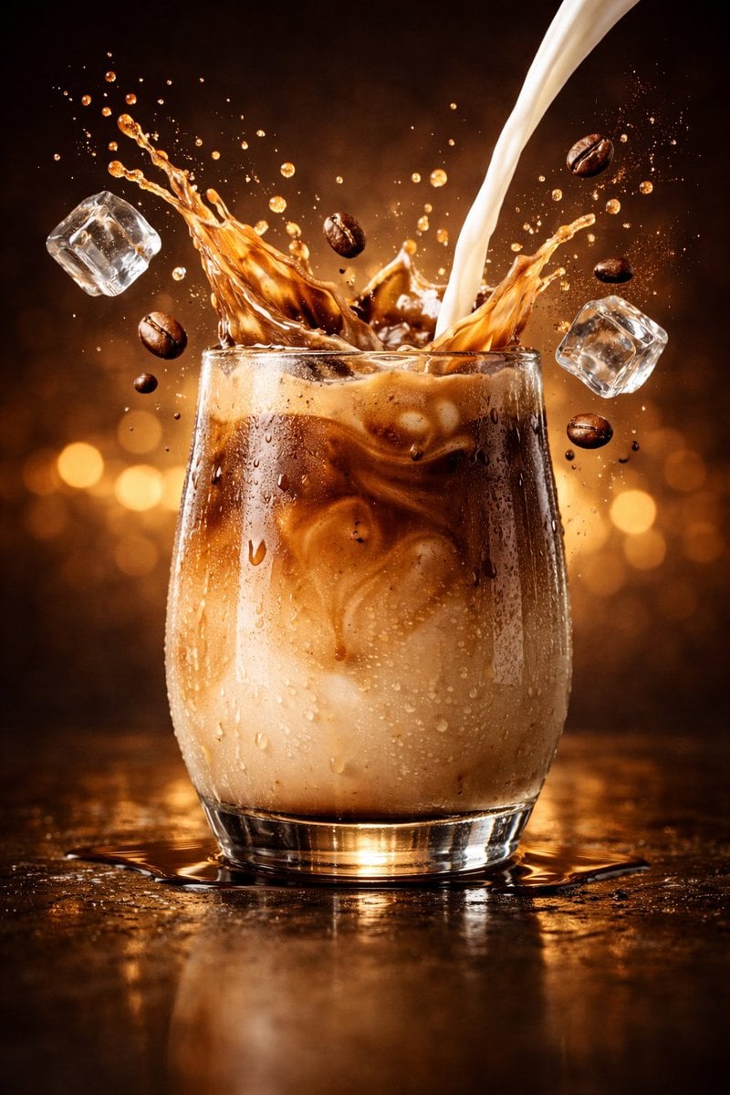 Iced Latte Glass Splash Beverage Photo (4)