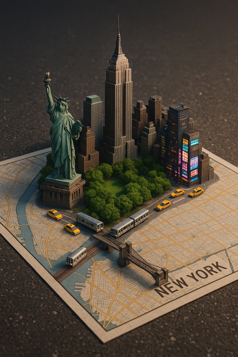Miniature City Rising from Street Map (2)