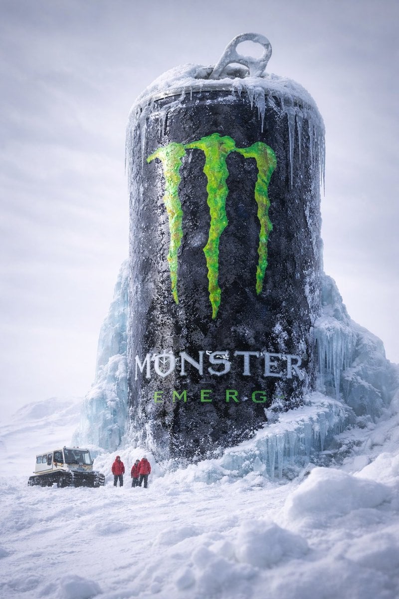 Energy Drink Can Frozen in Arctic Ice (2)