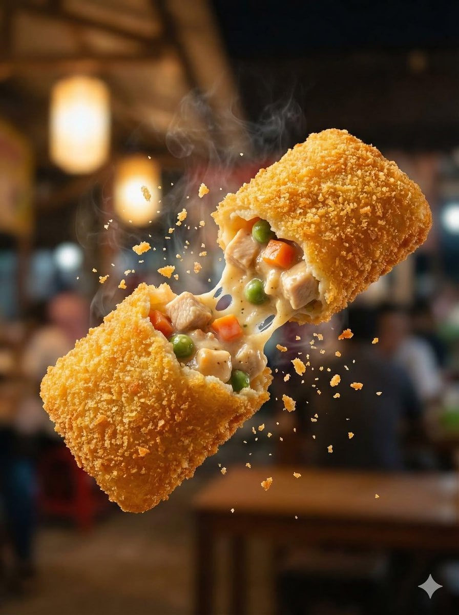 Fried Snack Breaking Apart Mid-Air (3)