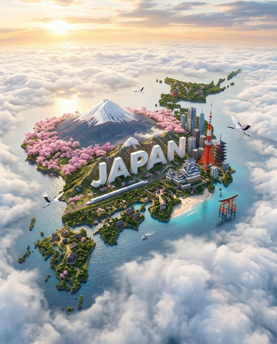 Floating Country-Shaped Island Poster (2)
