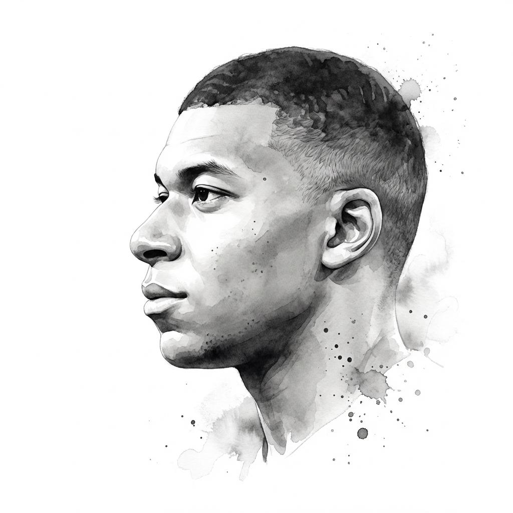 Monochrome Ink Side-Profile Portrait (2)