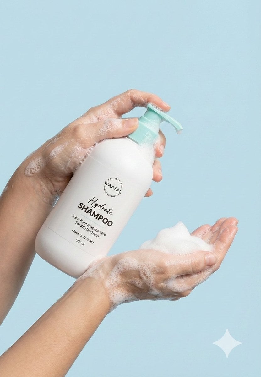 Hands with Shampoo Bottle and Lather (2)