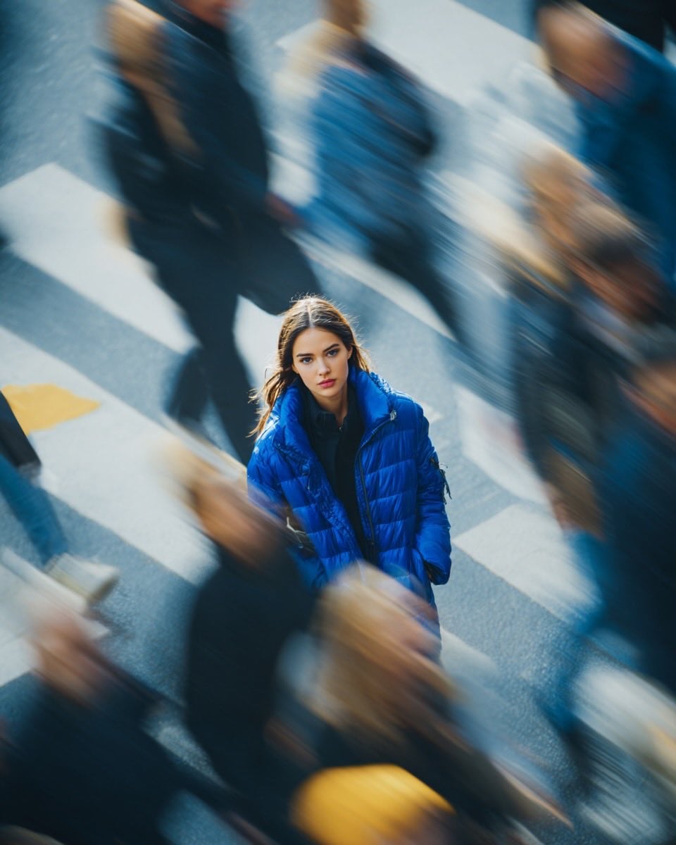 Blue Puffer Jacket Street Portrait (2)