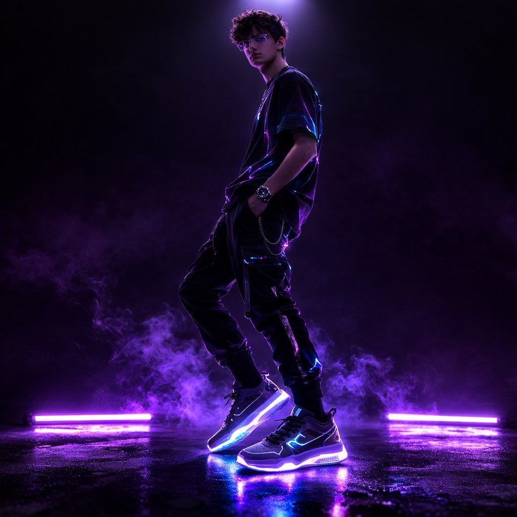 Neon Gradient Male Fashion Studio Shot (2)