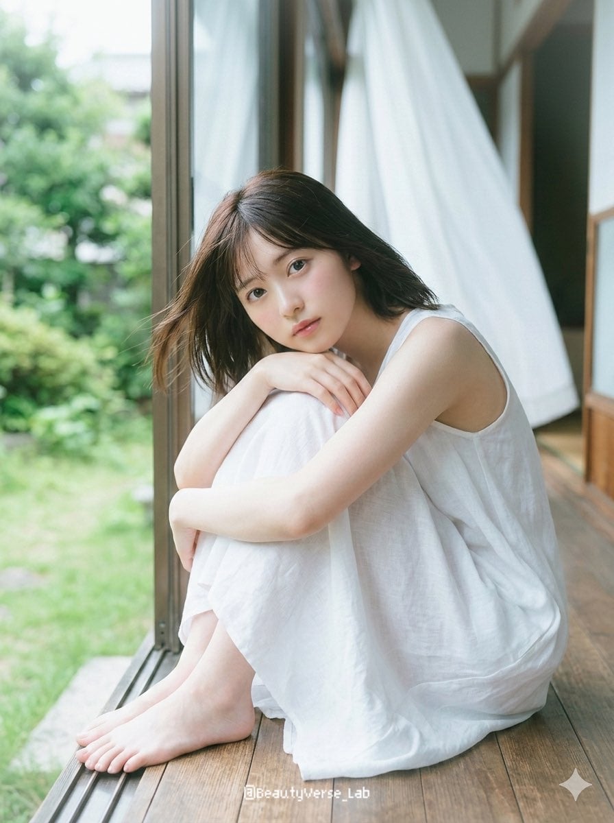 Japanese Idol on Wooden Engawa Porch (2)