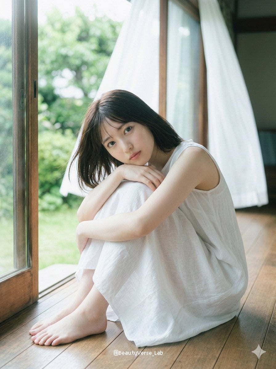 Japanese Idol on Wooden Engawa Porch (3)