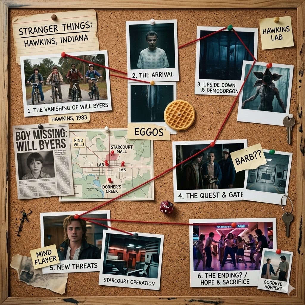 Movie Story Corkboard with Polaroids (2)