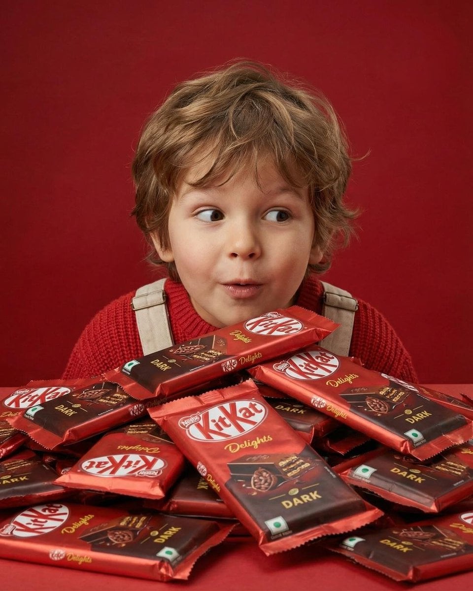 Girl Holding KitKat Bar Cute Ad Photo (2)