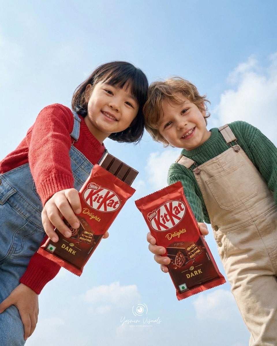 Girl Holding KitKat Bar Cute Ad Photo (3)