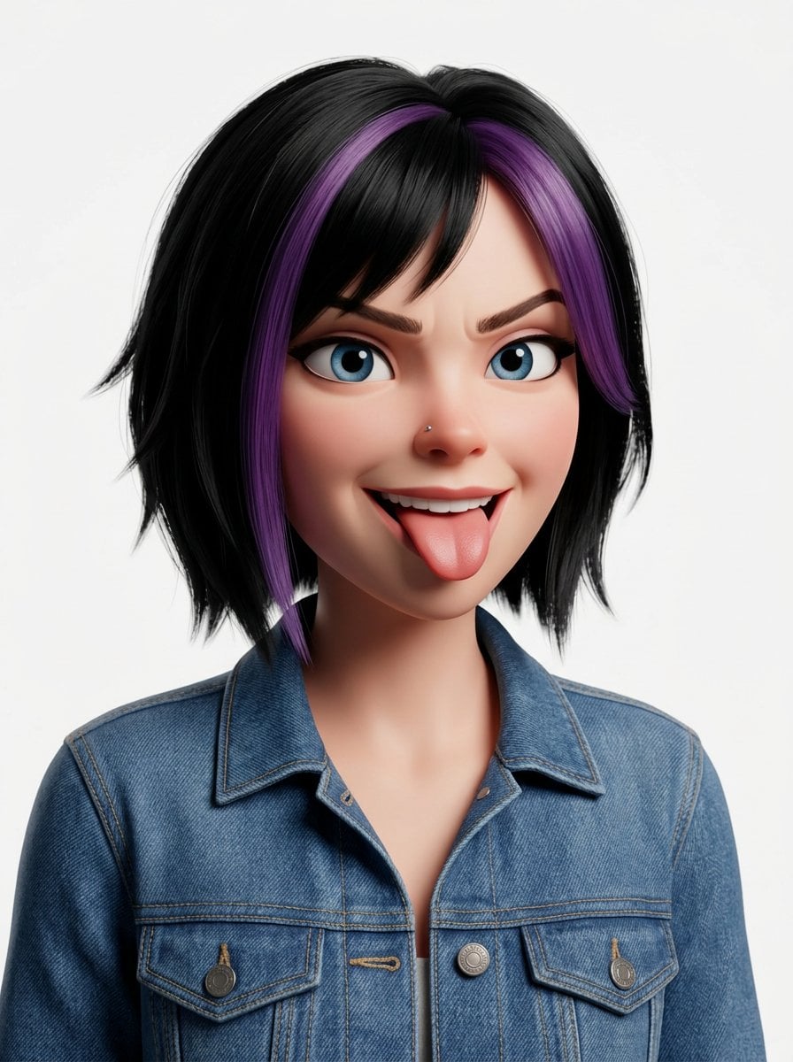 Edgy Pixar-Style Avatar, Purple Hair (3)